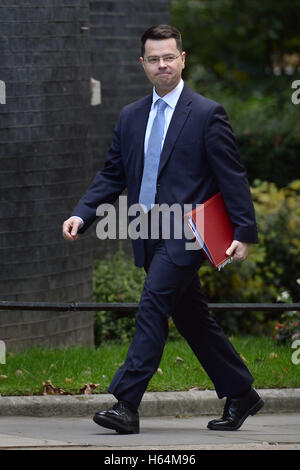 RETRANSMITTING Korrektur Namen korrekte Beschriftung unter Staatssekretär für Nordirland James Brokenshire kommt in der Downing Street in London für einen gemeinsamen Ministerrat treffen. Stockfoto