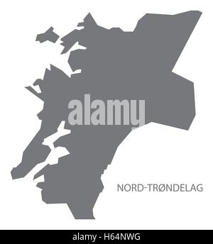 Nord-Tröndelag Norwegen Karte grau Stock Vektor