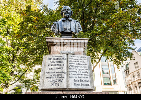 Skulptur von William Shakespeare (1564-1616) der berühmten englischen Dramatiker, Dichter und Schauspieler. Stockfoto