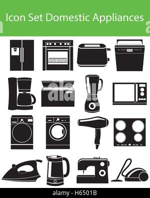 Icon Set HaushaltsgerÃ ¤ te gestalte ich mit 16 Icons für den kreativen Einsatz in Grafik Stock Vektor