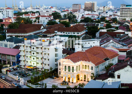 Luftaufnahme von Georgetown nach Nordwesten, Penang, Malaysia Stockfoto