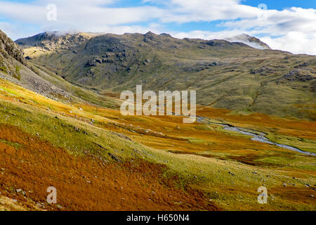 Große Moos im oberen Esk Valley im Lake District National Park von Scafell gesehen Stockfoto