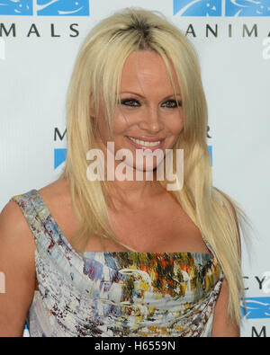 Pamela Anderson besucht die Gnade für Tiere versteckt Helden Gala im Unici Casa am 29. August 2015 in Los Angeles Kalifornien. Stockfoto