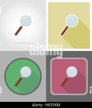 Bildschirmlupe flache Symbole Abbildung isoliert auf weißem Hintergrund Stockfoto