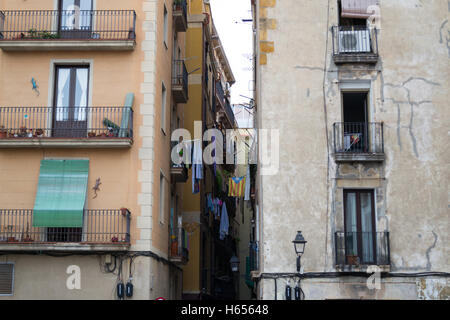 Gotischen Viertel sind im Zentrum von Barcelona und einige der Gebäude stammen aus dem Mittelalter Stockfoto