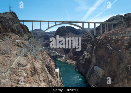 Hoover-Staudamm befindet sich an der Grenze zwischen Nevada und Arizona Stockfoto