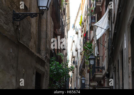 Gotischen Viertel sind im Zentrum von Barcelona und einige der Gebäude stammen aus dem Mittelalter Stockfoto