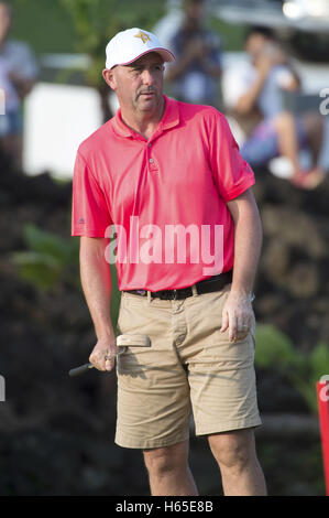 Fußballer Gary McAllister während der Weltmission Promi pro-am-2016 Hügel China Golfturnier in Blackstone Kurs am 23. Oktober 2016 in Haikou, Provinz Hainan, China. | Verwendung weltweit Stockfoto