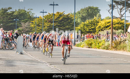 Saint Gilles Croix de Vie, Frankreich - 10. September 2016: endgültige Triathlon-Meisterschaft von Frankreich in der Kategorie D3 - Radfahrer St Stockfoto