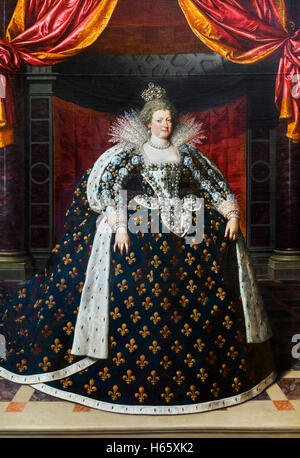 Marie de' Medici (Marie de Médicis: 1575-1642) war Königin von Frankreich als die zweite Frau von König Henry IV von Frankreich. Porträt c.1609-10 von Franz Pourbus der jüngere Stockfoto
