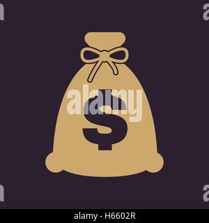 Das Geld-Beutel-Symbol. Bargeld und Geld, Reichtum, Zahlung-Symbol. Wohnung Stock Vektor