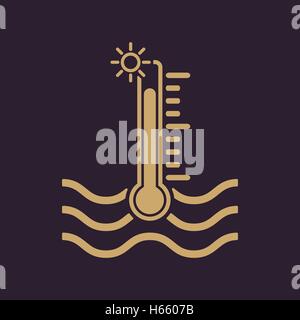 Die Warmwasser-Temperatur-Symbol. Heiße Flüssigkeit Symbol. Wohnung Stock Vektor