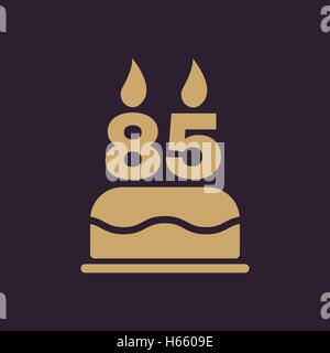 Die Geburtstagstorte mit Kerzen in Form von Nummer 85-Symbol. Geburtstag-Symbol. Wohnung Stock Vektor
