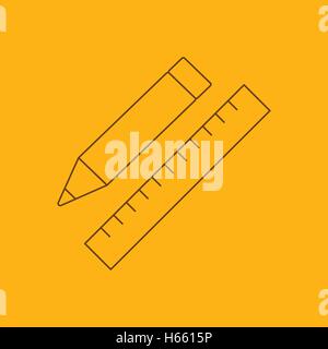 Bleistift mit Lineal Liniensymbol Stock Vektor