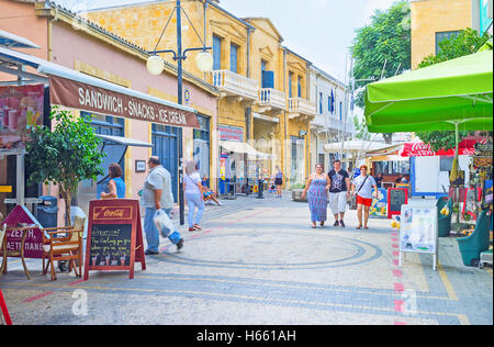 Der Grenzübergang in der Ledra-Straße verbindet Nord (von Nordzypern kontrolliert) und Süd-Nikosia Stockfoto