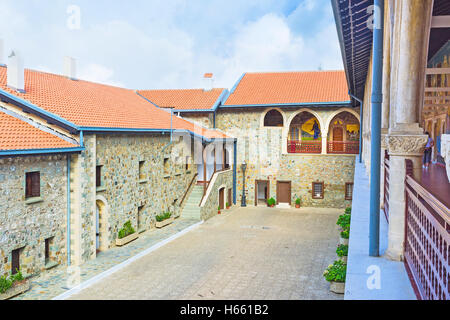 Das Kykkos Kloster ist eines der reichsten und bekanntesten Klöster in Zypern. Stockfoto