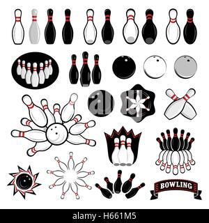 Bowling Icons set Stock Vektor