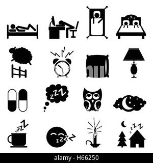 Schlafende Icons set Stock Vektor