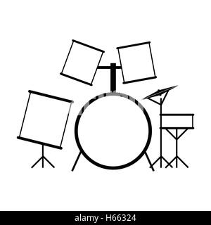 Drum Set schwarz Symbol Stock Vektor