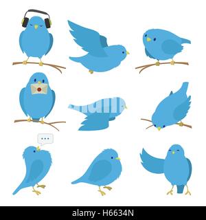 Blaue Vögel set Stock Vektor