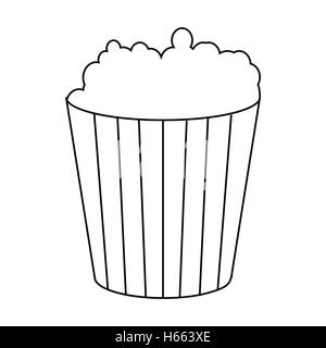 Popcorn im Karton Eimer-Symbol, Umriss-Stil Stock Vektor
