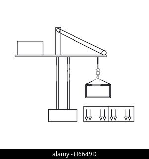 LKW-Kran-Symbol, Umriss-Stil Stock Vektor