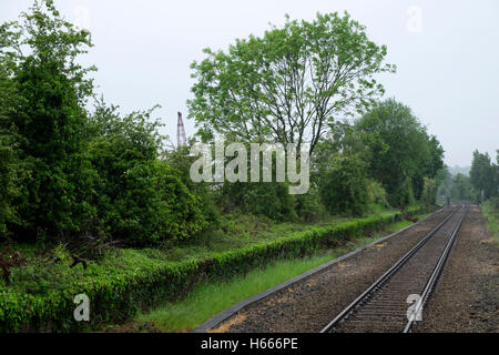 Stillgelegten Bahnhof Bahnsteig auf die East Suffolk Nebenstrecke, Melton, UK. Stockfoto