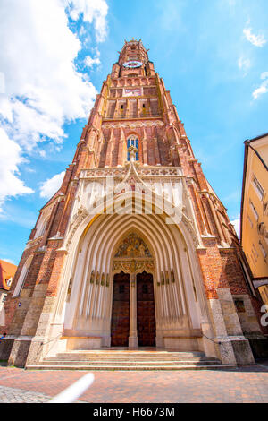 Turm der Kirche in der Stadt Landshut Stockfoto