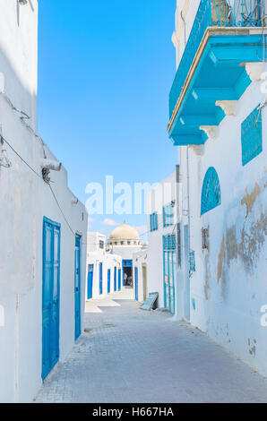 Medina von Kairouan besteht aus alten Wohn-Häuser, die nicht minder interessant als andere Sehenswürdigkeiten der Stadt, Tunesien. Stockfoto