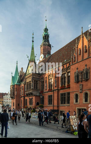 Herbstnachmittag am alten Stadtplatz in Breslau, Niederschlesien, Polen. Stockfoto