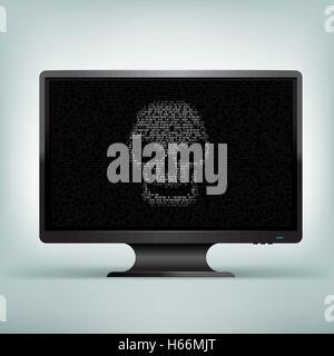 Monitor-Code Schädel Stock Vektor