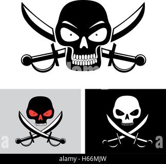 Piraten-Totenkopf-Flaggen-symbol Stock Vektor