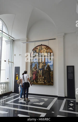 Pala di Francesco Lomellini Festtag von San Sebastian Malerei, Filippino Lippi Kunstwerk, Musei Strada Nuova Museum, Genua Stockfoto