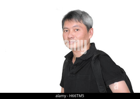 Porträt der asiatischen Mann weiße Haare auf isolierten Stockfoto