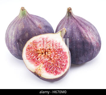Reife Feigen Früchte auf dem weißen Hintergrund. Stockfoto