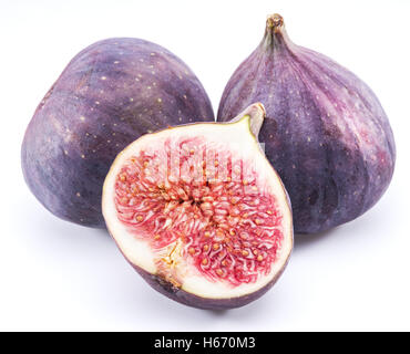 Reife Feigen Früchte auf dem weißen Hintergrund. Stockfoto