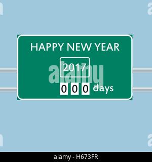 Vektor-2017 frohes neues Straßenschild Stock Vektor
