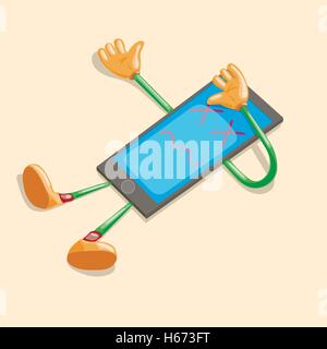 Vector Cartoon Toten Telefon. Defekte Telefon. Stock Vektor