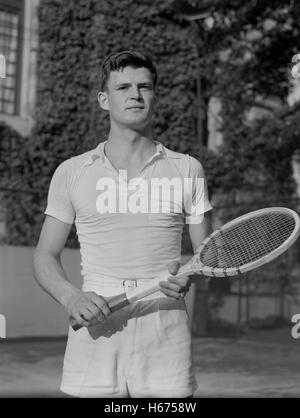 Close-up Portrait von Tennis Spieler, United States Naval Academy, Annapolis, Maryland, USA, von Leutnant Whitman für Büro der Krieg-Informationen, Juli 1942 Stockfoto