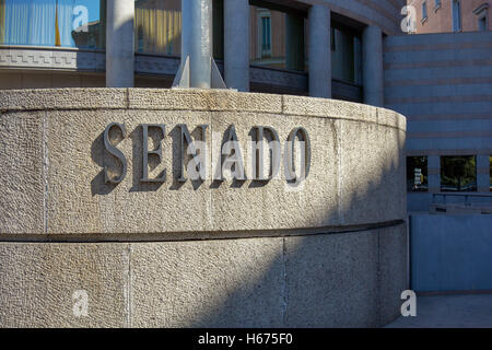 Fassade des neuen Gebäudes der spanische Senat (Senado). Madrid. Spanien. Stockfoto