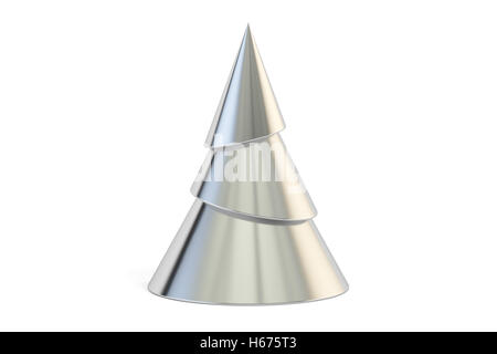 Abstrakte Metallic Weihnachtsbaum, 3D-Rendering isolierten auf weißen Hintergrund Stockfoto