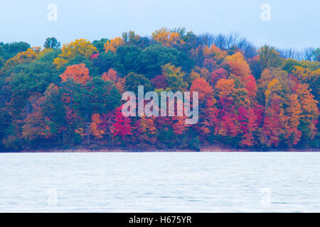 Herbstfarben Tauchen im Caesar Creek State Park, Ohio Stockfoto
