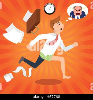 Gut aussehend halb angezogen Geschäftsmann spät arbeiten Stock Vektor