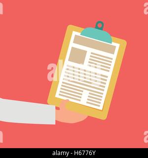 Business Mann Hand hält Papierdokument Stock Vektor
