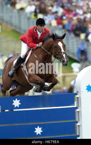 Olympische Spiele, Sydney 2000, Antonio Maurer (MEX) Reiten Puertas Mortero Stockfoto