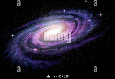 Spiralgalaxie in tiefen Spcae, 3D illustration Stockfoto