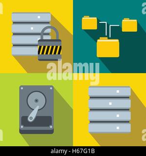 Datenbank-Banner-Set, flachen Stil Stock Vektor