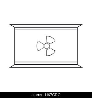 Radioaktiver Abfall Container Symbol, Umriss-Stil Stock Vektor