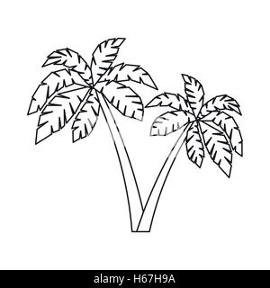 Zwei Palmen Symbol, Umriss-Stil Stock Vektor