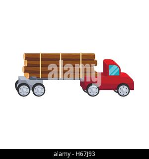 Logging Truck protokolliert Cartoon-Stil-Ikone Stock Vektor